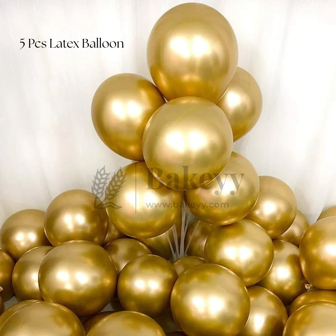 Gold Balloon Set – Latex & Confetti Combo | Party Decoration Combo | 10 pc Set | Pack of 1 - Image 3