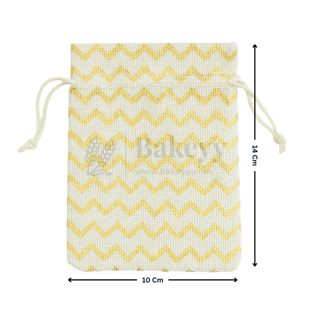 10x14 Cm | Gold Foiling Jute Potli Bags | Pack of 50 - Image 2