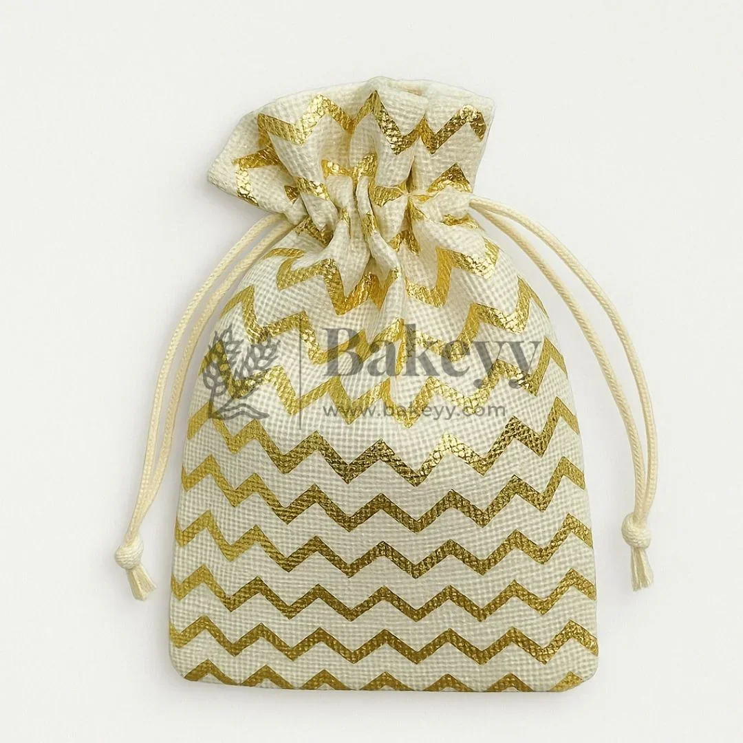 10x14 Cm | Gold Foiling Jute Potli Bags | Pack of 50 - Image 3