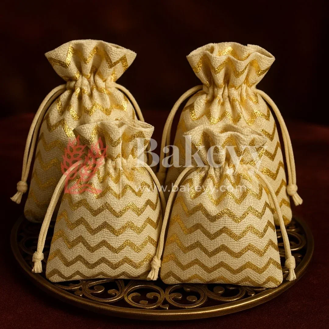 10x14 Cm | Gold Foiling Jute Potli Bags | Pack of 50 - Image 5