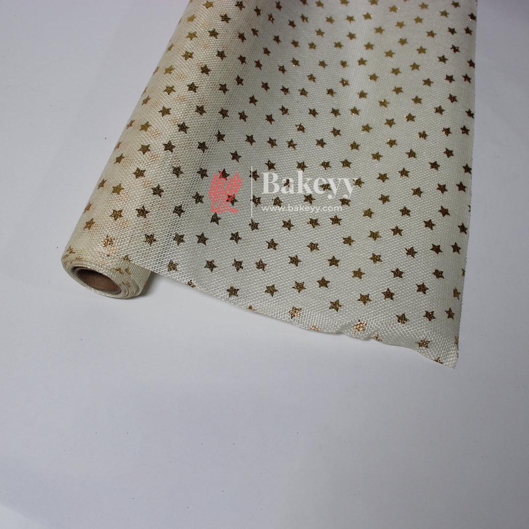 2.7 Mtrs Gold Glitter Star Mesh Fabric Roll – Elegant Material for Crafting and Decoration |Jute Net| - Image 3