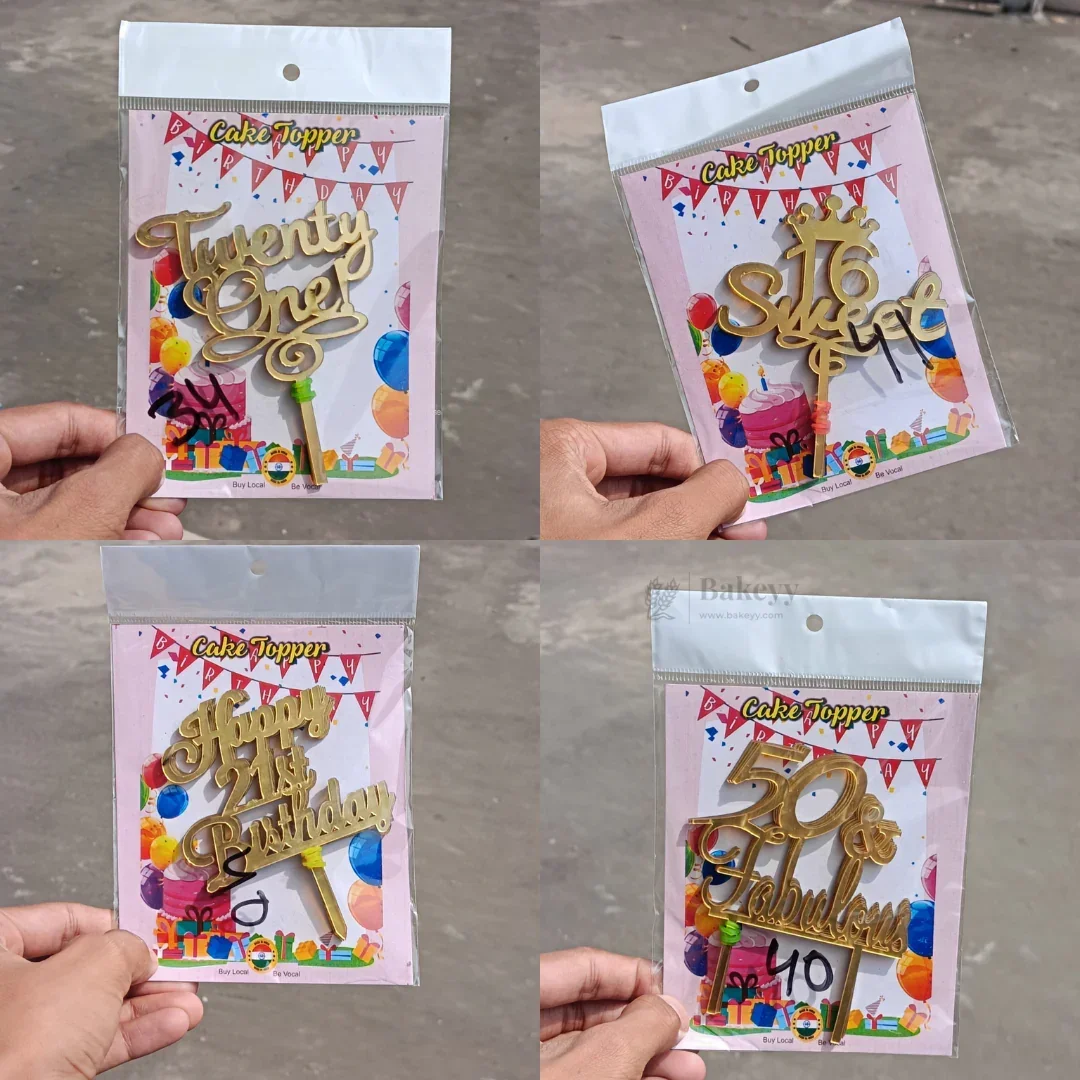 4 Inch | Gold Milestone Celebration Cake Topper | Timeless Birthday & Anniversary | Pack of 5 - Image 3