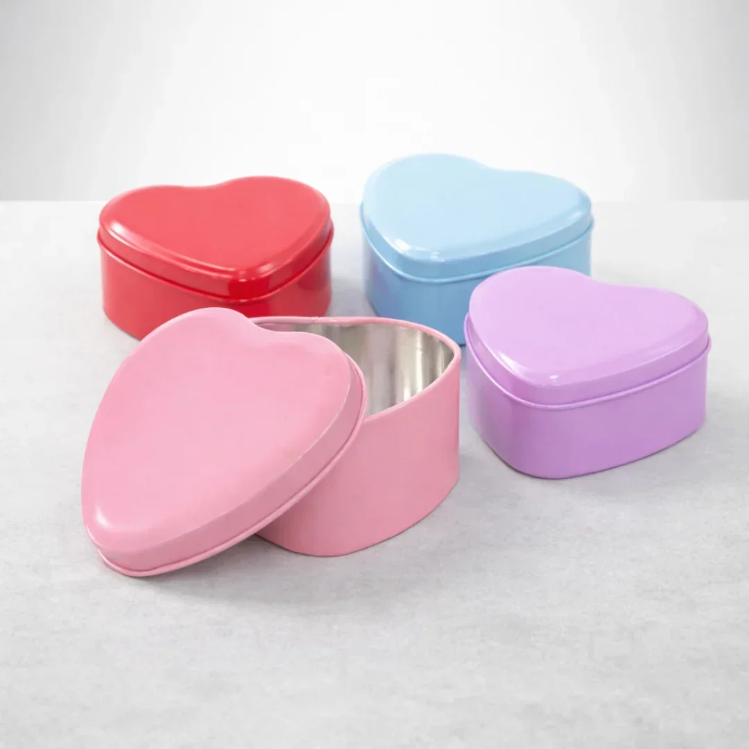 Color Plain Tin Boxes | Multiple Shape Option Available | Heart, Circle, Square Box | Empty Boxes | Chocolate and Small Gifts Box | Pack of 6 - Image 5