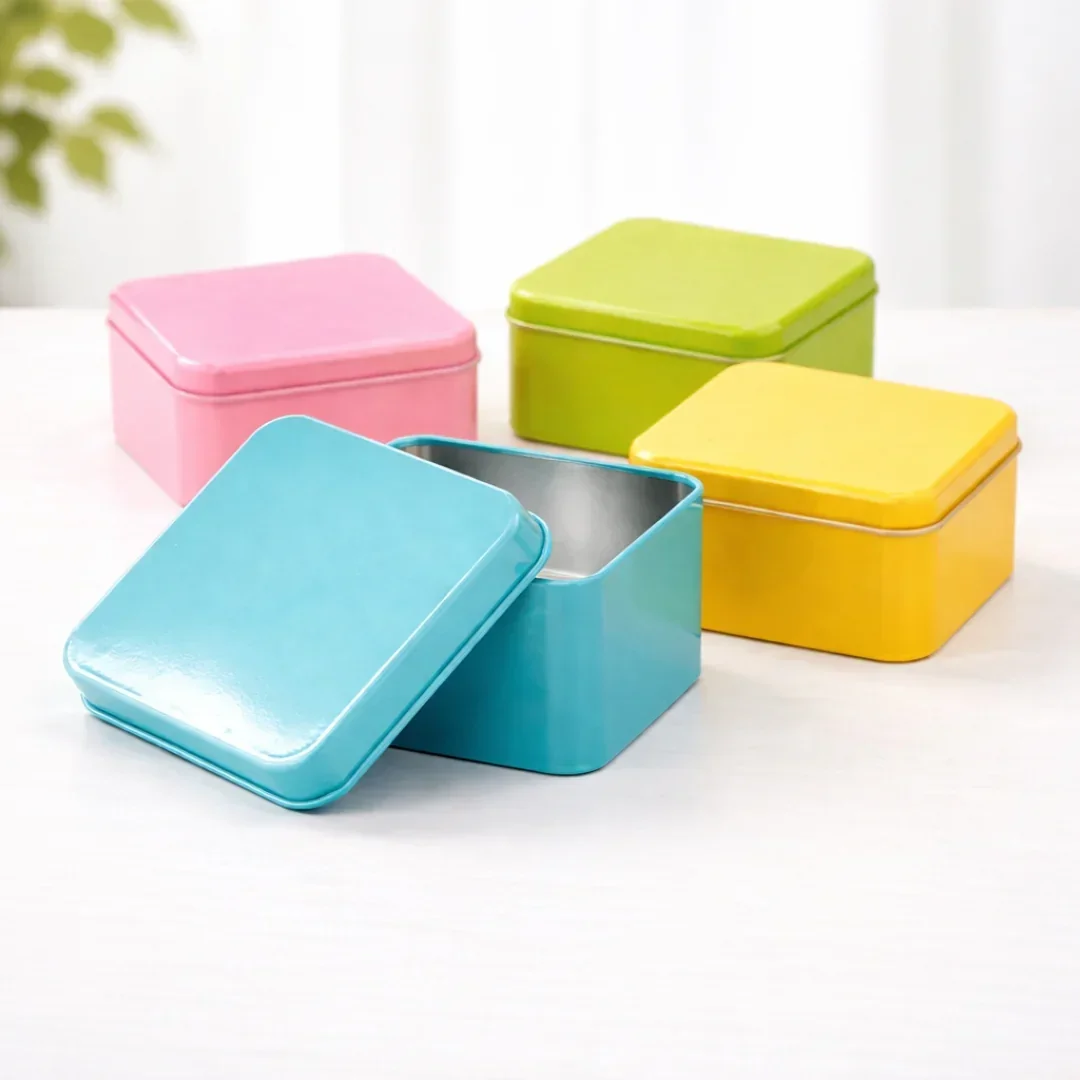 Color Plain Tin Boxes | Multiple Shape Option Available | Heart, Circle, Square Box | Empty Boxes | Chocolate and Small Gifts Box | Pack of 6 - Image 7