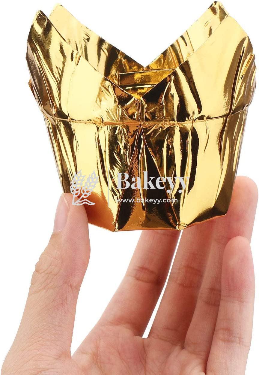 Gold Tulip Cup | Pack of 50 | Muffin Cup | Cupcake Liners - Image 3