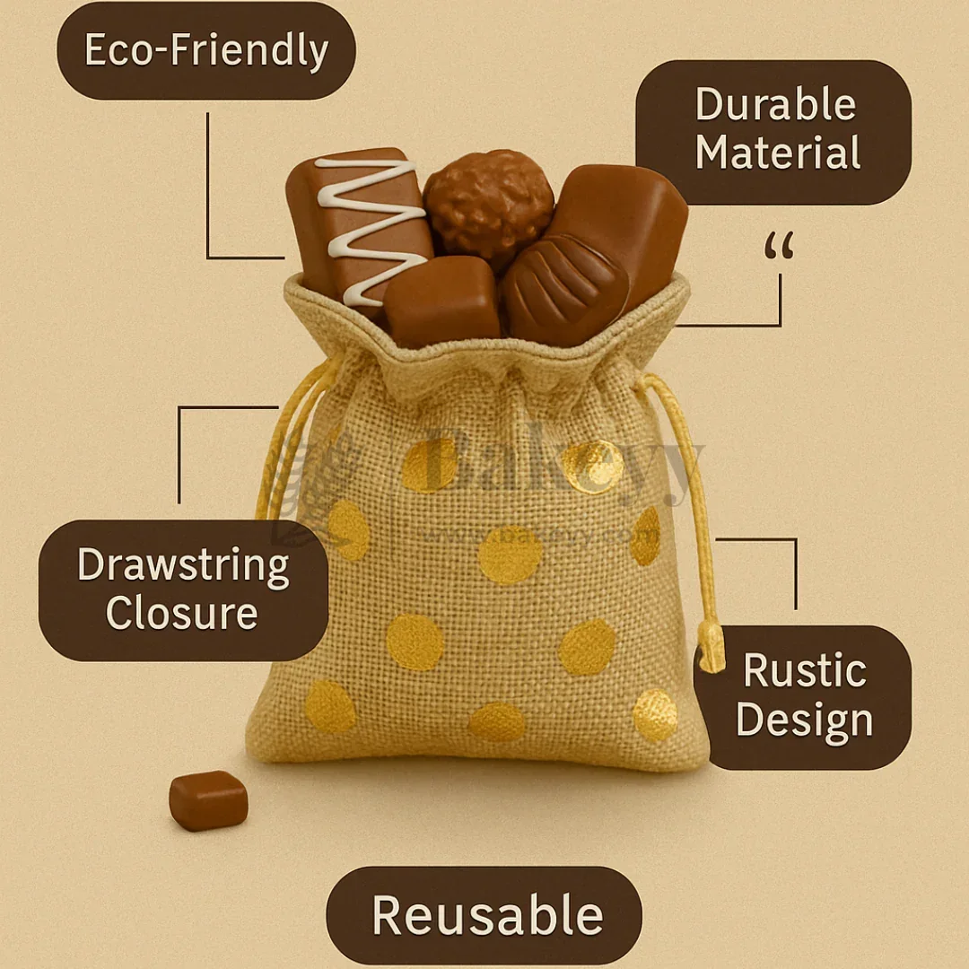 Golden Foil Printed Jute Bags | Available in 3 Sizes | Assorted Print Designs | Pack of 10 - Image 4
