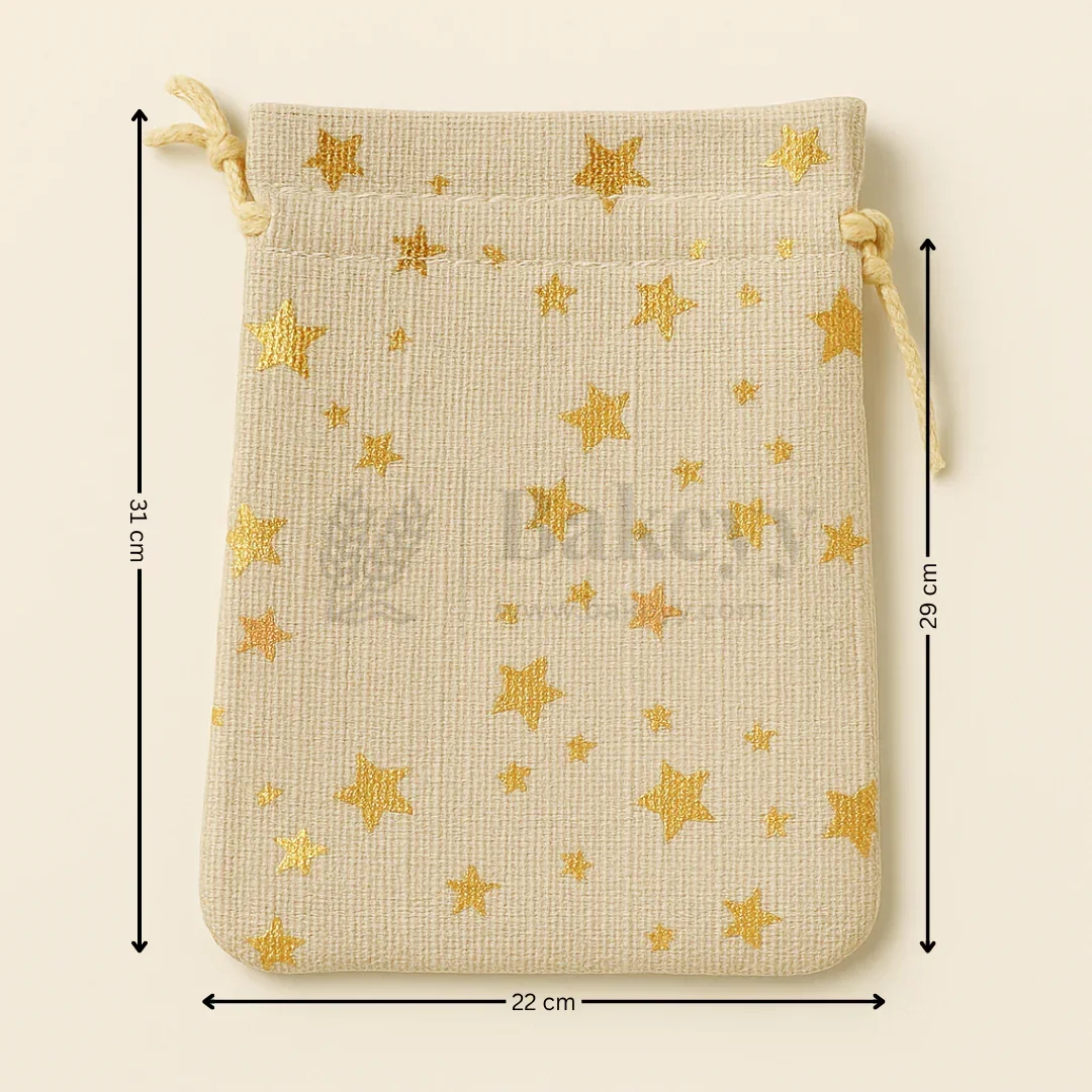 Golden Foil Printed Jute Bags | Available in 3 Sizes | Assorted Print Designs | Pack of 10 - Image 5