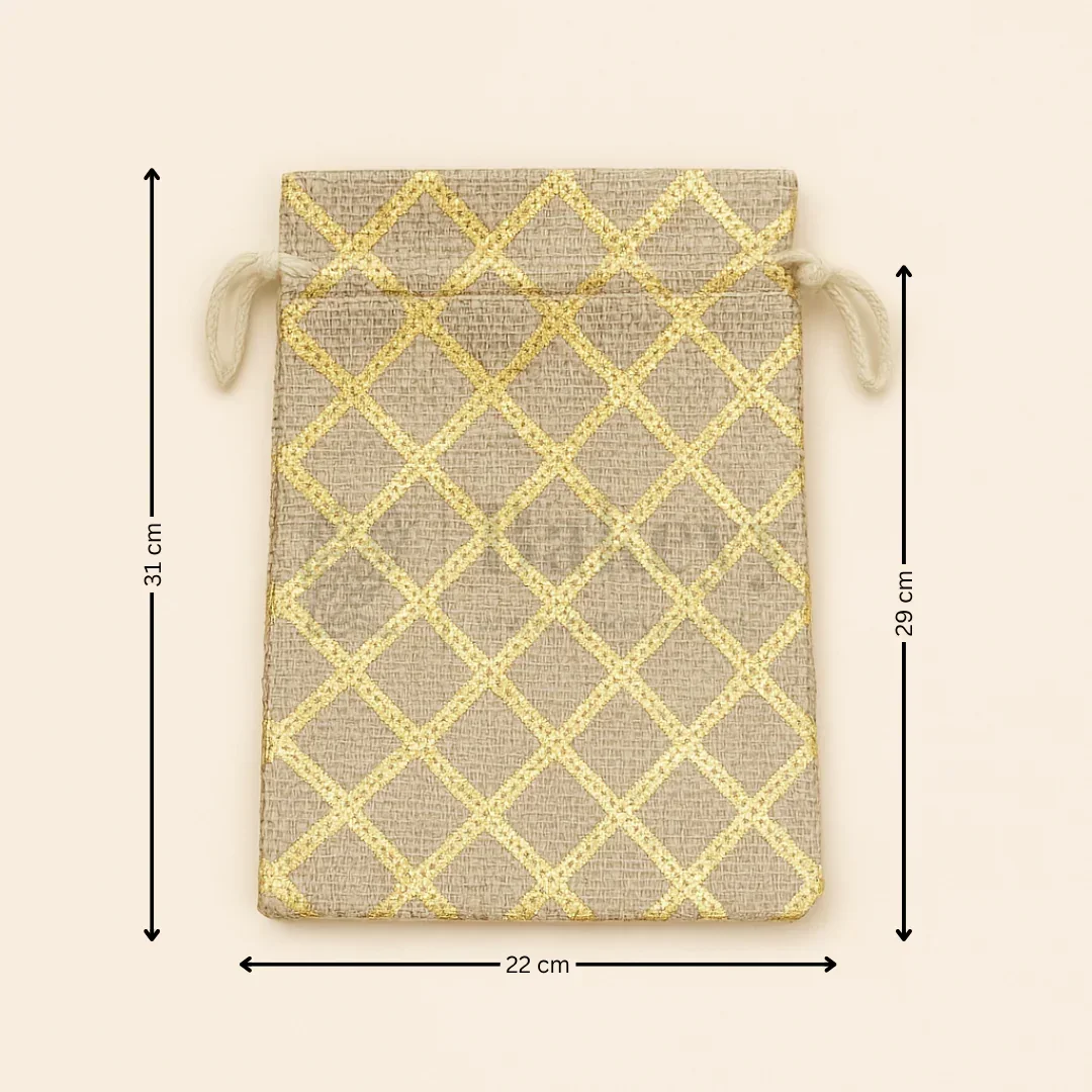 Golden Foil Printed Jute Bags | Available in 3 Sizes | Assorted Print Designs | Pack of 10 - Image 6