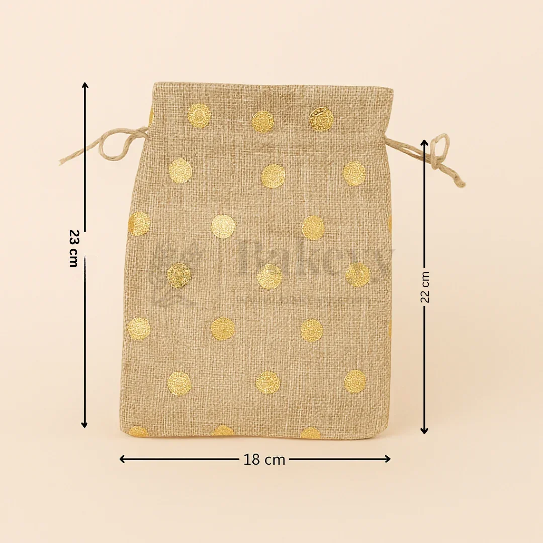Golden Foil Printed Jute Bags | Available in 3 Sizes | Assorted Print Designs | Pack of 10 - Image 7
