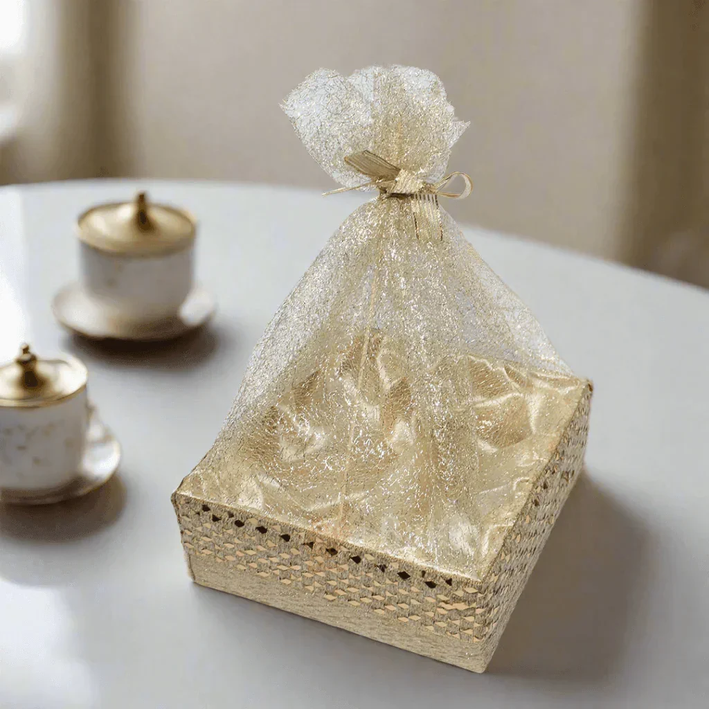 Erratic Golden Square Woven Hamper | Elegant Gifting Basket - Image 7