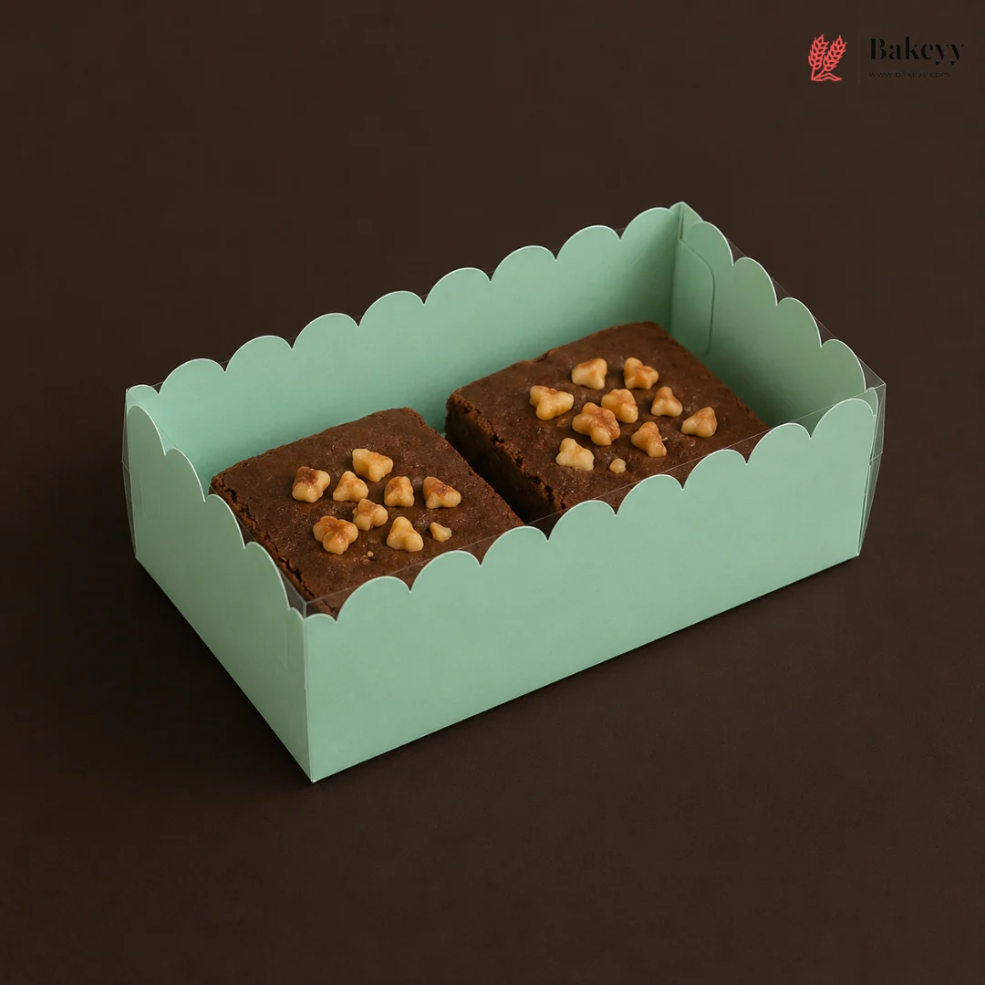 Green Color 2 Brownie Box With Transparent Lid | Pack of 10 - Image 4