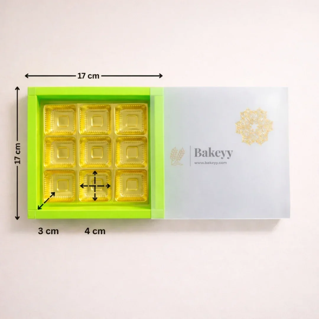 Green Sliding Chocolate Box with Gold Cavity | Premium Gift Box for Chocolates | Pack of 10 - Image 3
