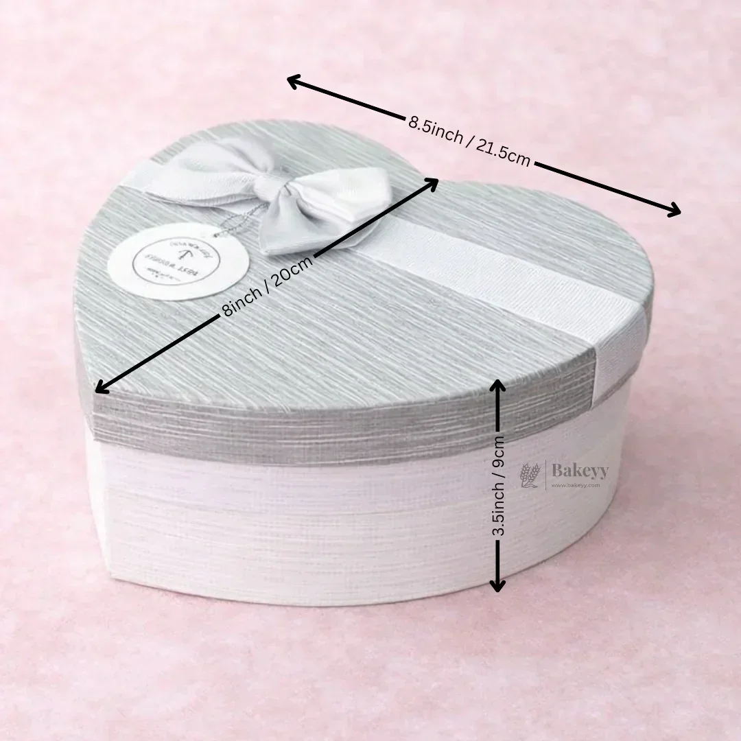 Grey And White Valentine Gift Box | Mixed Colour | Valentine Gift | Heart Shape Gift Box with Ribbon | Pack of 1 - Image 3