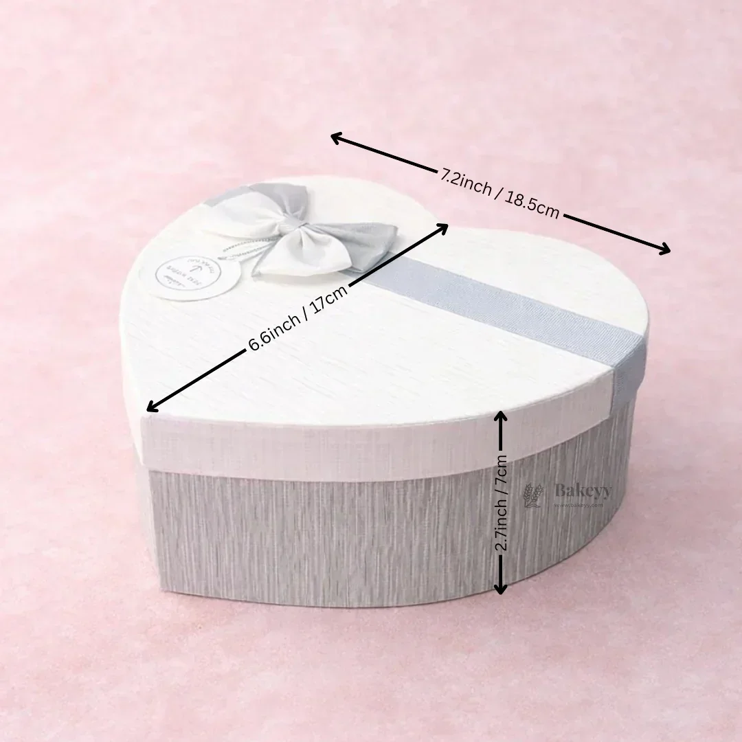 Grey And White Valentine Gift Box | Mixed Colour | Valentine Gift | Heart Shape Gift Box with Ribbon | Pack of 1 - Image 4