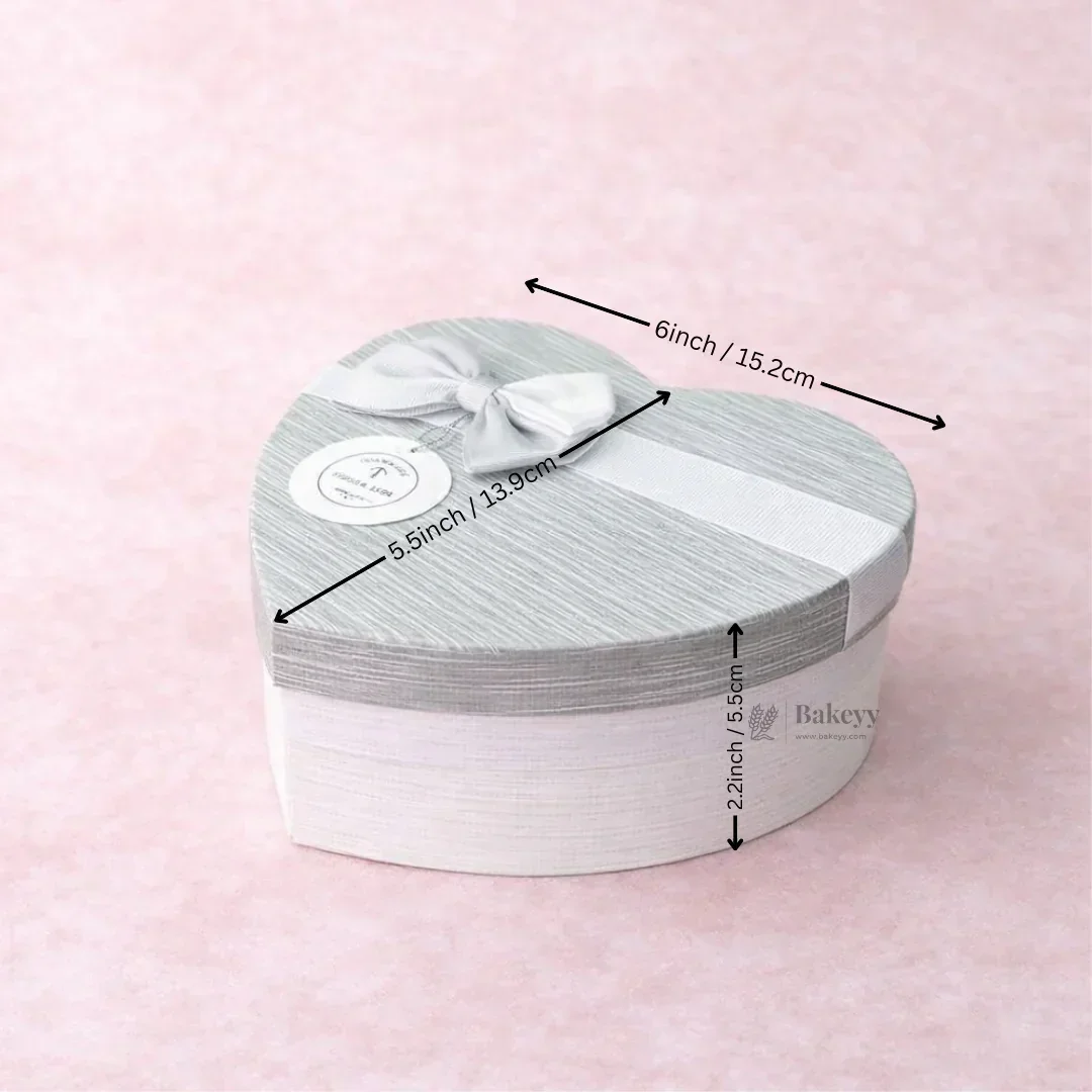 Grey And White Valentine Gift Box | Mixed Colour | Valentine Gift | Heart Shape Gift Box with Ribbon | Pack of 1 - Image 5