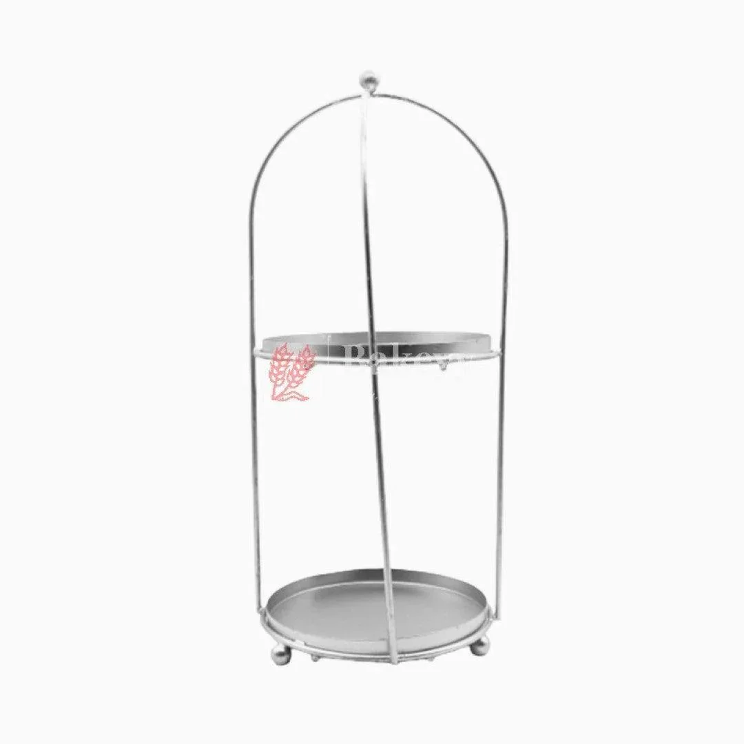 Handicrafts White Metal Cake Stand – Tier Cake Stand – Side Bar Floating Tier Spacer - Image 3