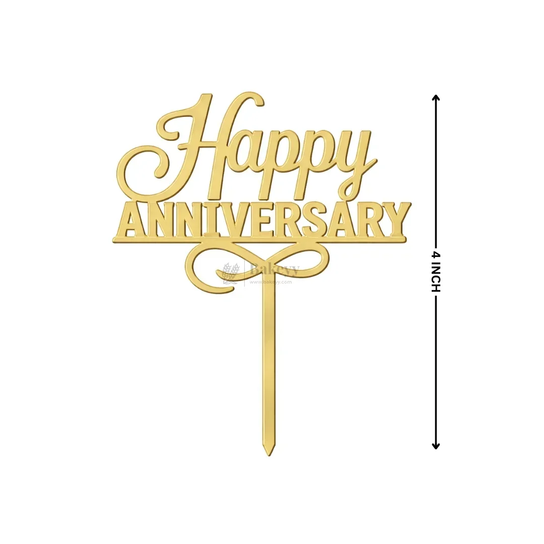 4 Inch Happy Anniversary Acrylic Cake Topper Set | Assorted Elegant Designs | Pack of 5 - Image 3