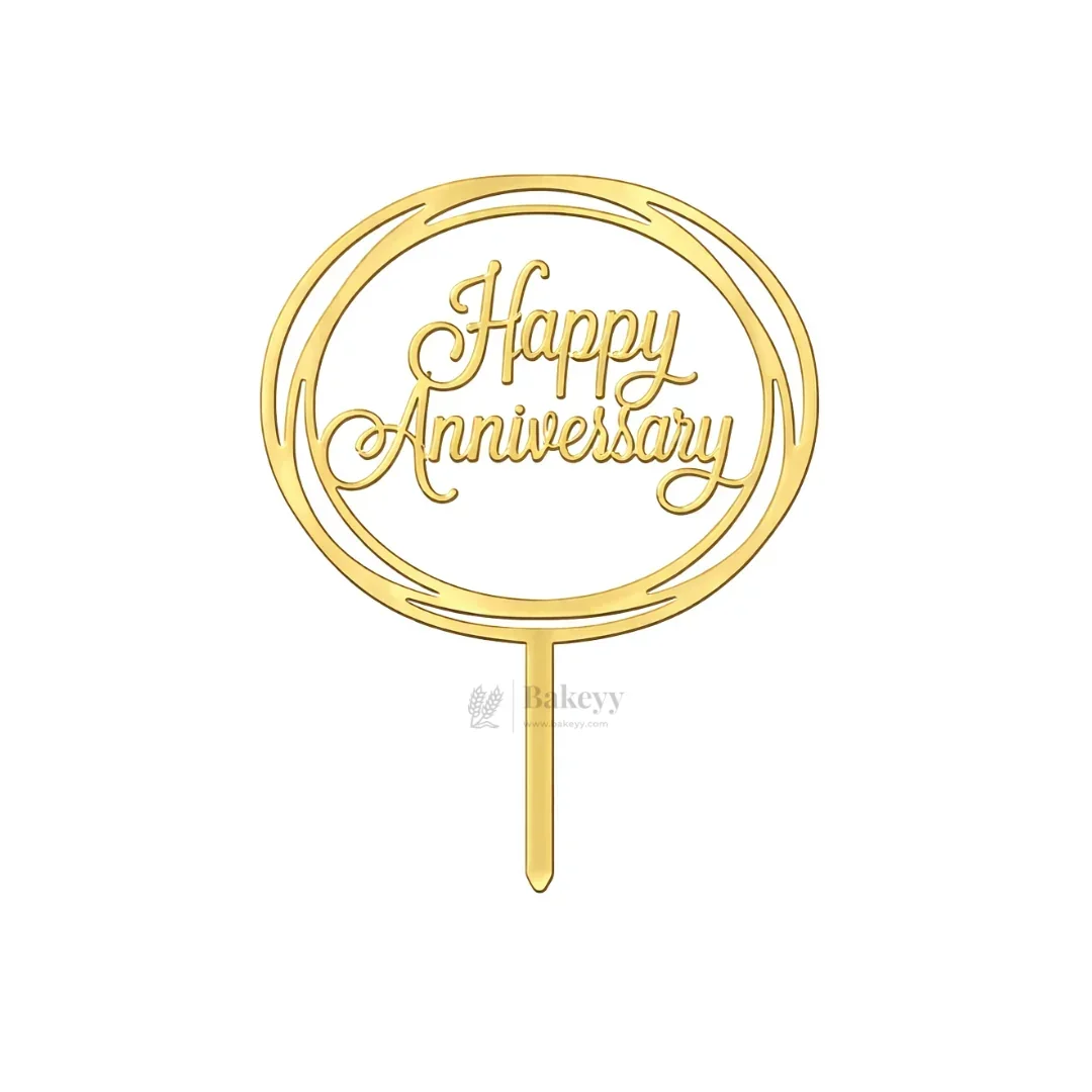 4 Inch Happy Anniversary Acrylic Cake Topper Set | Assorted Elegant Designs | Pack of 5 - Image 4