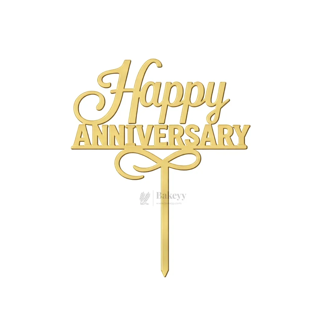 4 Inch Happy Anniversary Acrylic Cake Topper Set | Assorted Elegant Designs | Pack of 5 - Image 5