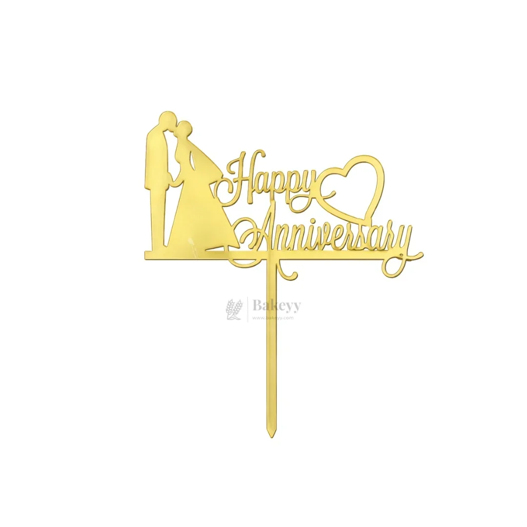 4 Inch Happy Anniversary Acrylic Cake Topper Set | Assorted Elegant Designs | Pack of 5 - Image 6