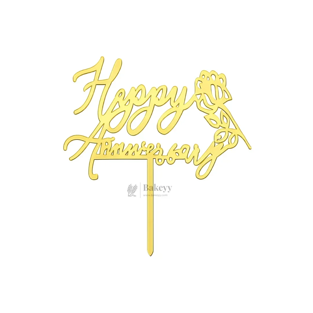 4 Inch Happy Anniversary Acrylic Cake Topper Set | Assorted Elegant Designs | Pack of 5 - Image 7