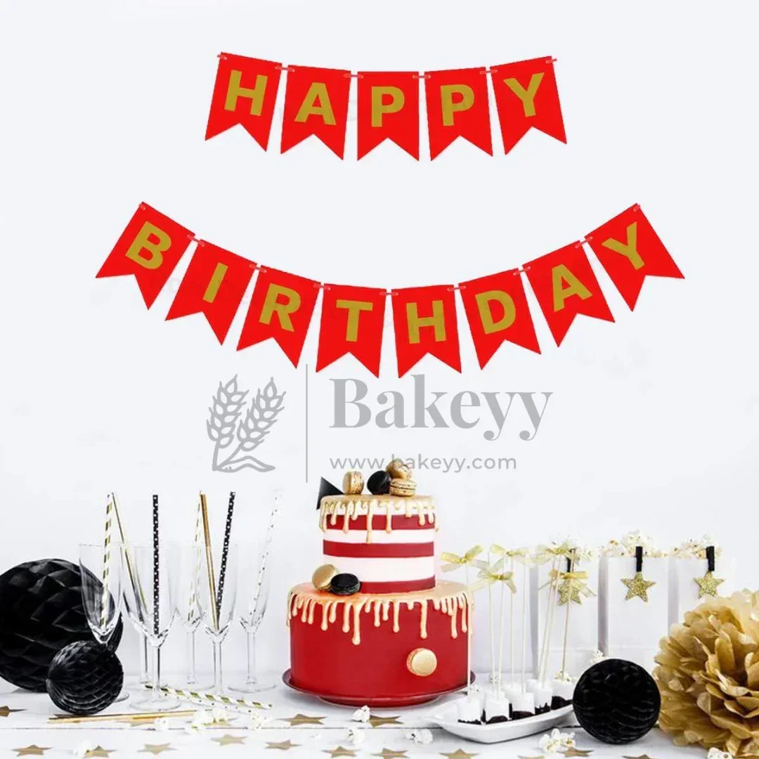 Happy Birthday Banner Decoration | Party Bunting Set | Letters with Satin Hanging String | Pack of 1 - Image 2