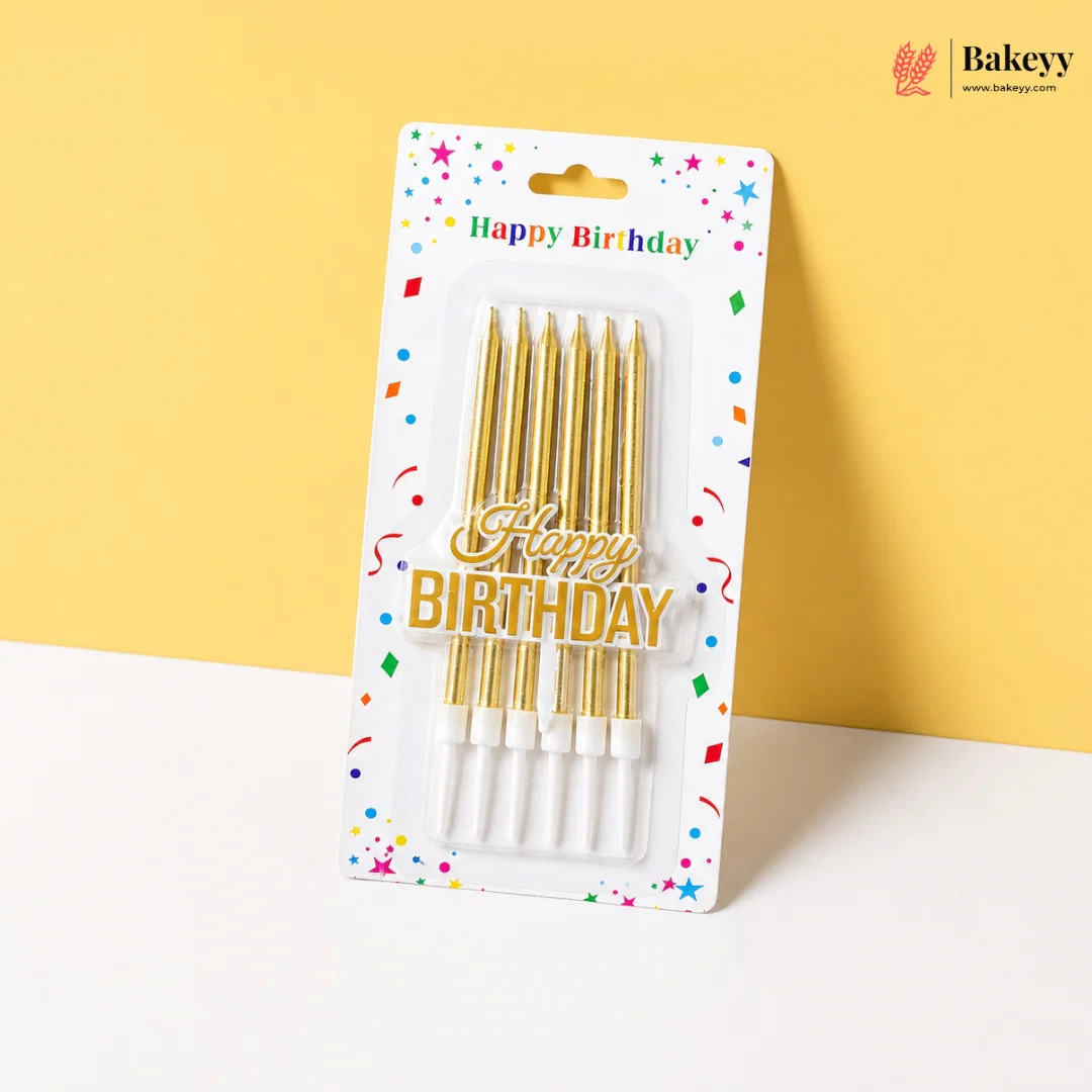 Happy Birthday Candle | Metallic Finish Candles with Topper | Pack of 6 - Image 10