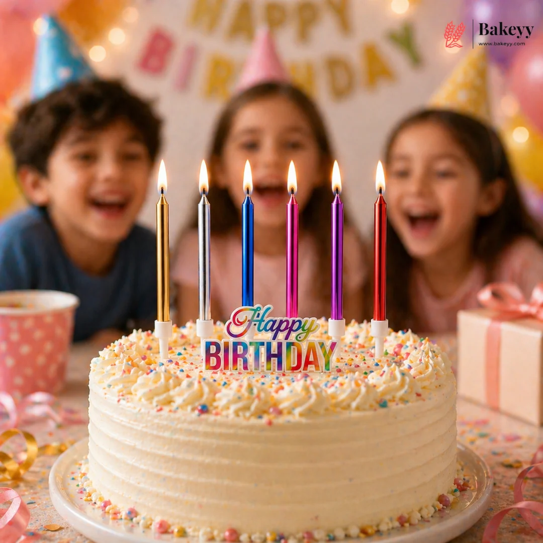 Happy Birthday Candle | Metallic Finish Candles with Topper | Pack of 6 - Image 11
