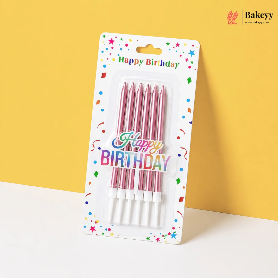 Happy Birthday Candle | Metallic Finish Candles with Topper | Pack of 6 - Image 6