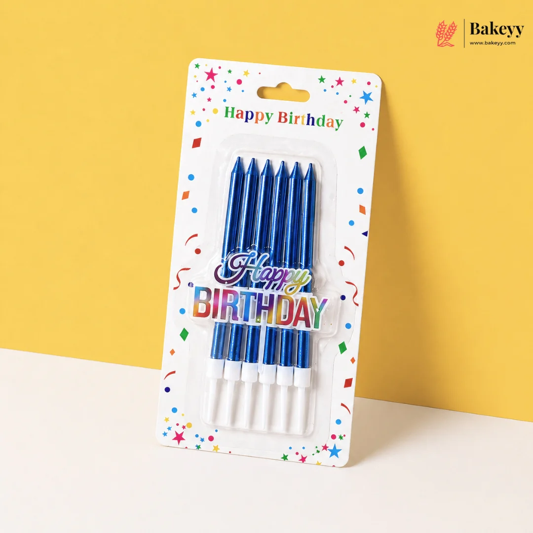 Happy Birthday Candle | Metallic Finish Candles with Topper | Pack of 6 - Image 8