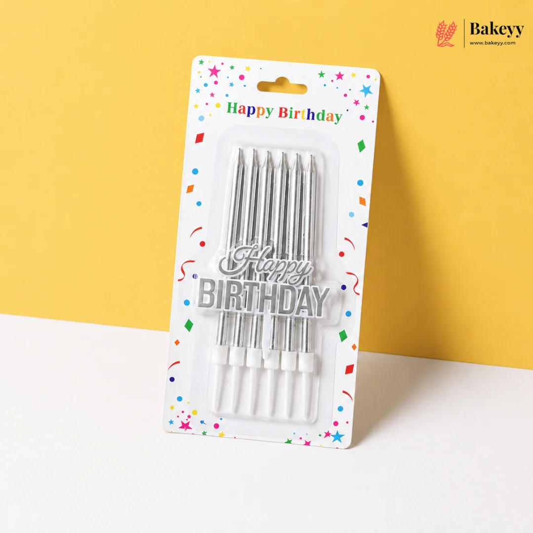 Happy Birthday Candle | Metallic Finish Candles with Topper | Pack of 6 - Image 9