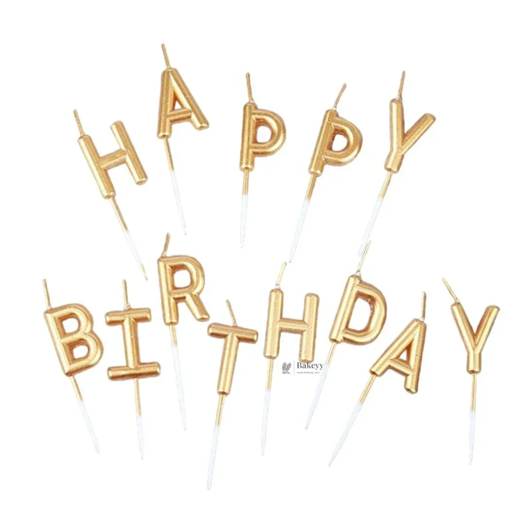 Gold Alphabet Birthday Candles | Letter Cake Candles | Happy Birthday Set