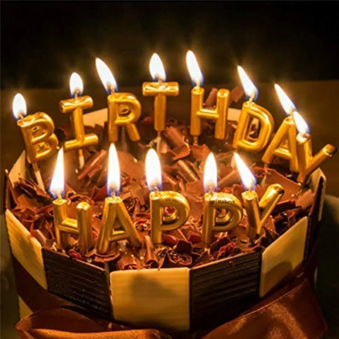 Gold Alphabet Birthday Candles | Letter Cake Candles | Happy Birthday Set - Image 2