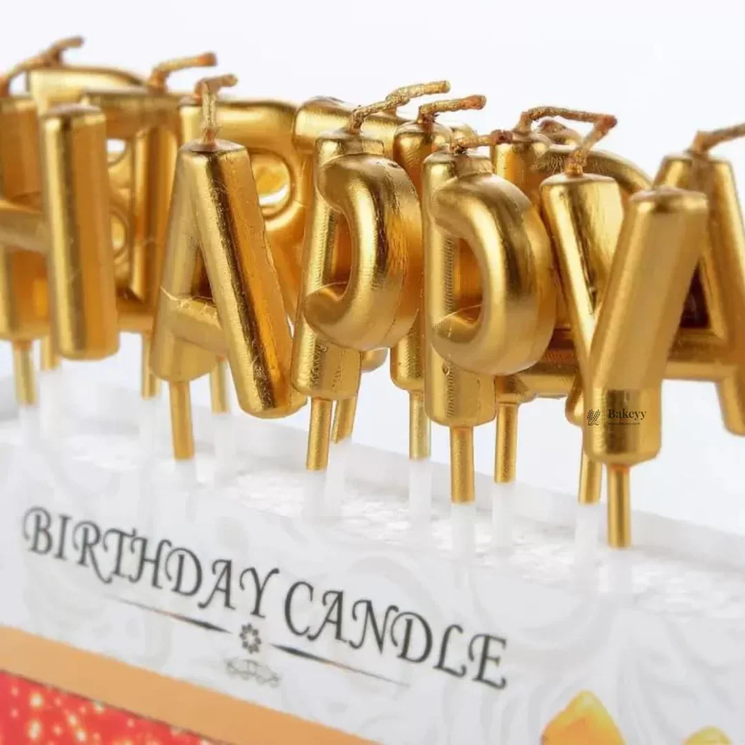 Gold Alphabet Birthday Candles | Letter Cake Candles | Happy Birthday Set - Image 3
