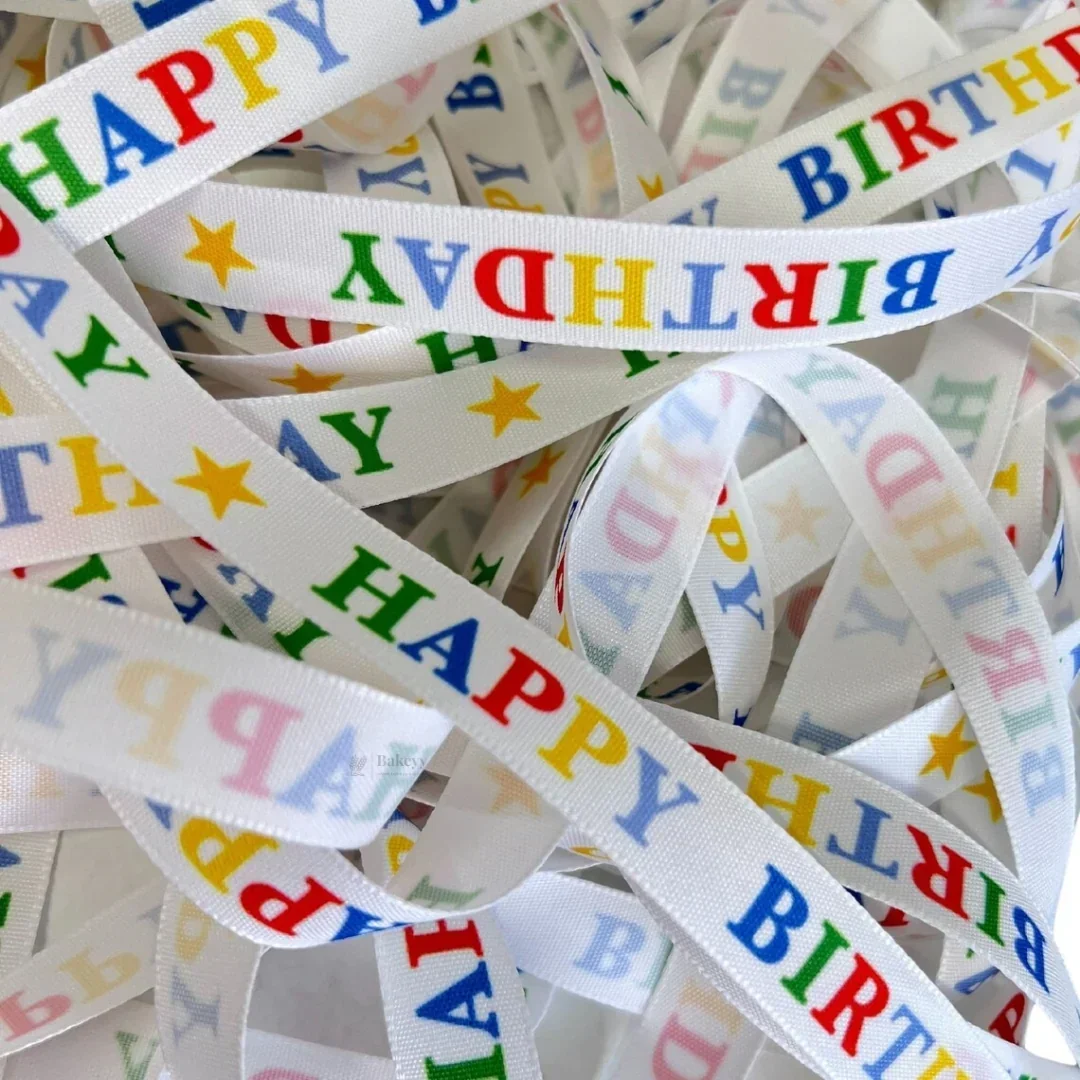 Happy Birthday Printed Decorative Ribbon Roll | Birthday Party Essential | Gift Decorations | Pack of 1 - Image 3