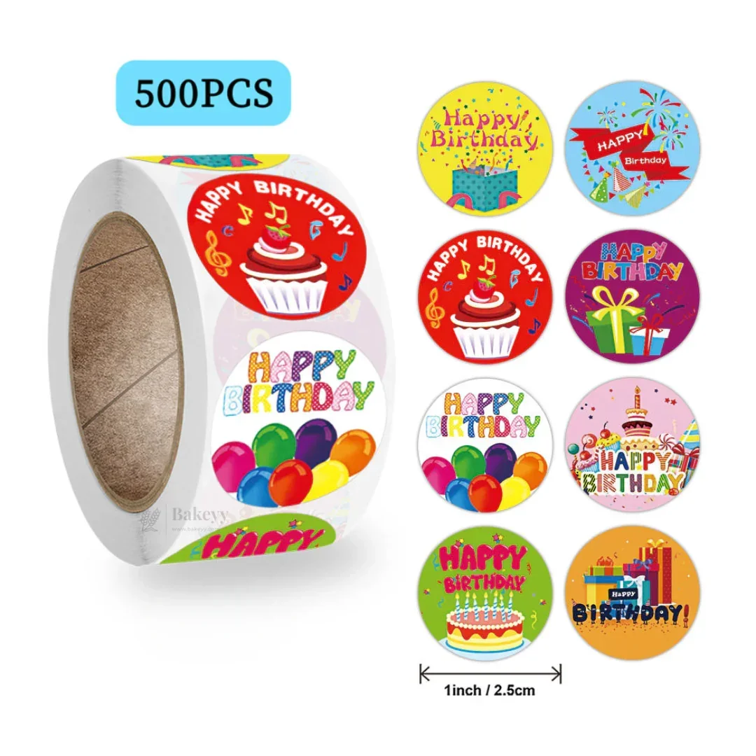 Happy Birthday Stickers Roll | 500 Pcs | Pack of 1 - Image 2