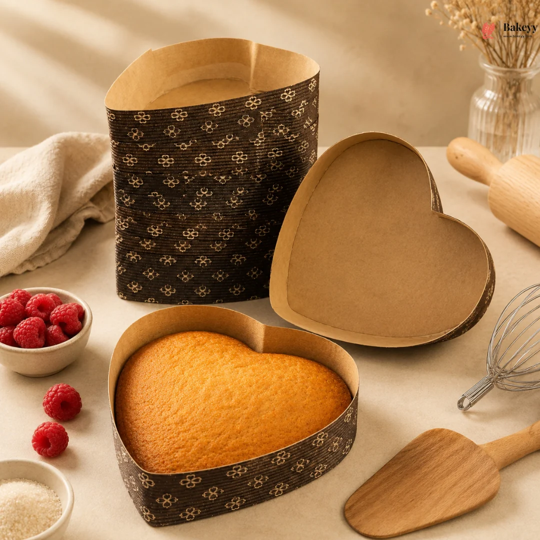 Heart Shape Bake N Serve Mould | Printed Design Mould | Pack of 20 - Image 4