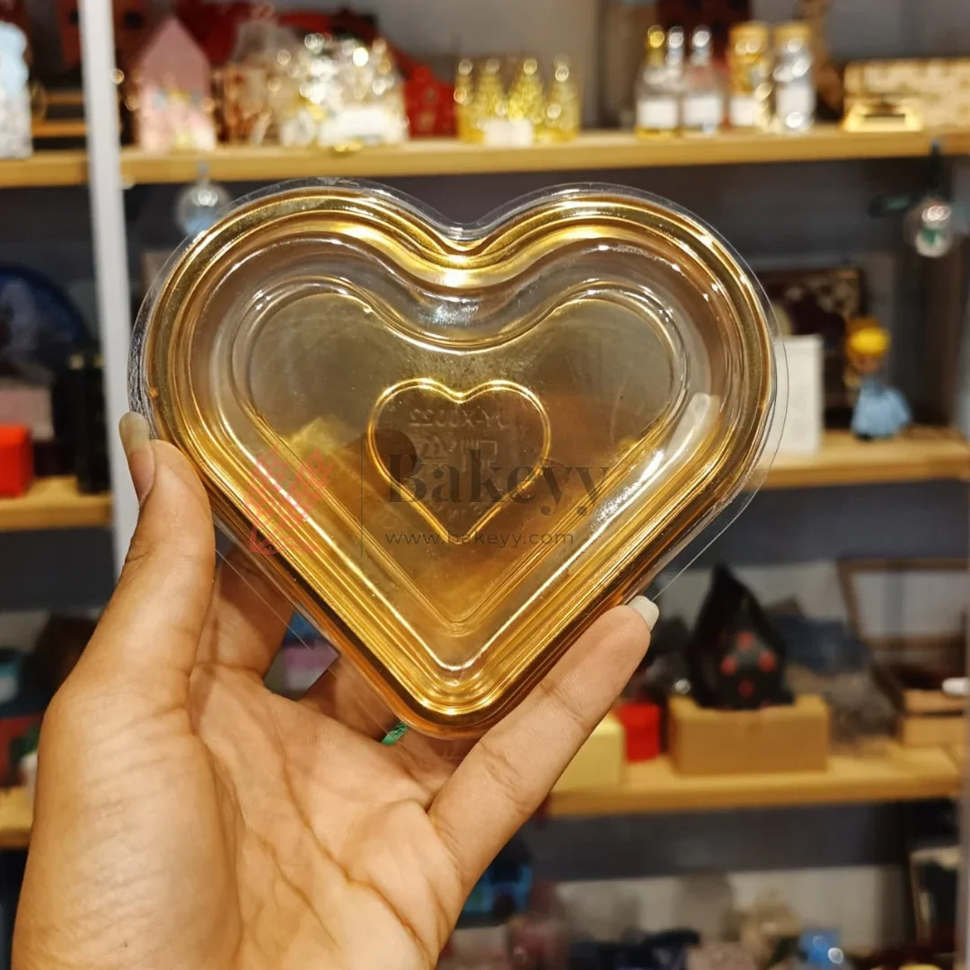 Heart Shape Chocolate Box with Transparent Lid | Gold Base Premium Packaging Box | Pack of 50 - Image 4