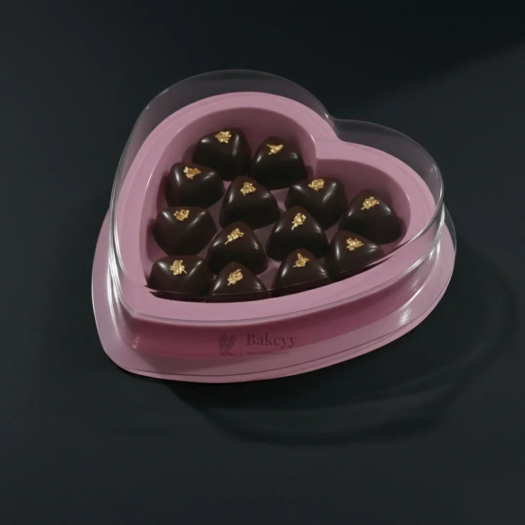 Pink Heart Shape Chocolate Box with Transparent Lid | Gift Box for Chocolates & Gifting | Pack of 25 - Image 4