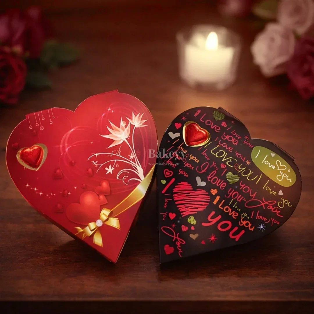 Heart Shape Chocolate Gift Box with Tray | 11 Cavity Tray | Premium Valentine Packaging | Pack of 25