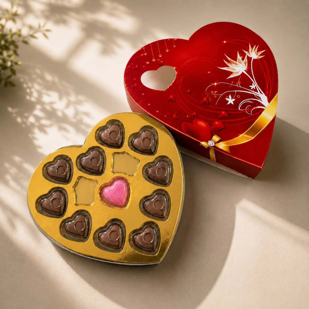 Heart Shape Chocolate Gift Box with Tray | 11 Cavity Tray | Premium Valentine Packaging | Pack of 25 - Image 3