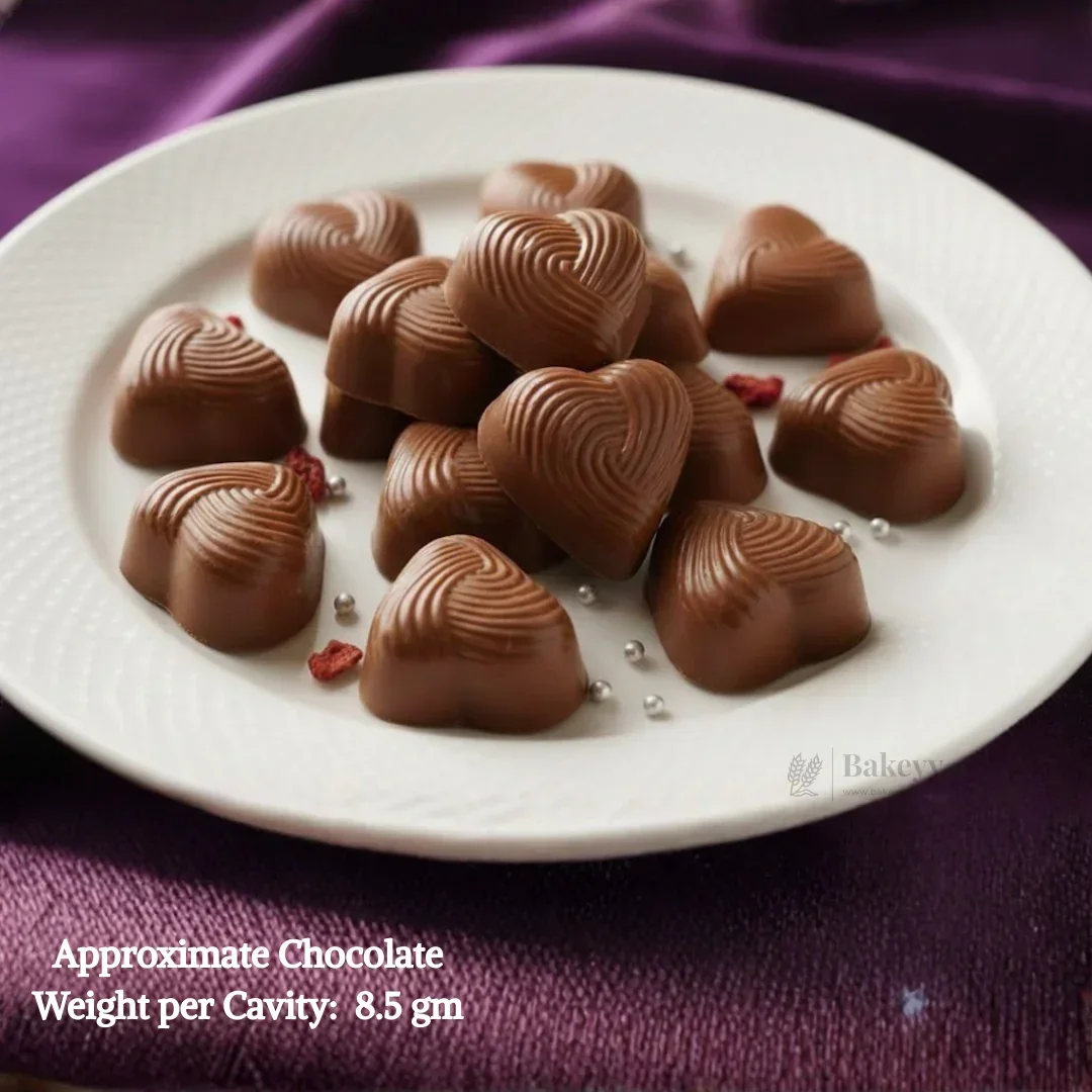 Mould 275 | Heart Shape Chocolate Mould with Layered Swirl Texture | 12 Cavity | Decorative Chocolate Making Mould | Pack of 1 - Image 3