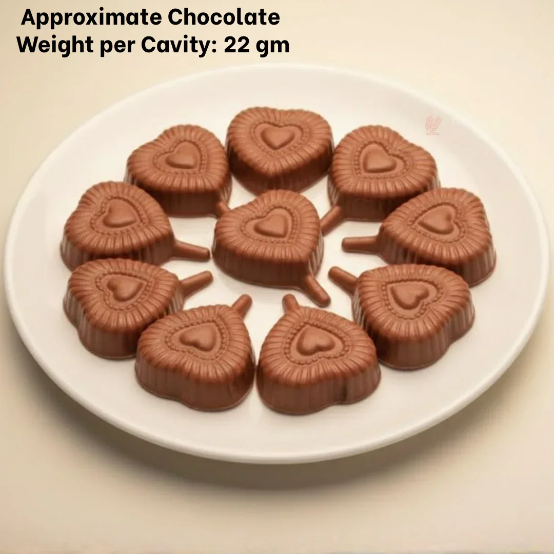 Mould 216 | Heart Shape Chocolate Mould with Ribbed Texture | 6 Cavity Clear Plastic Chocolate Mould Tray | Pack of 1 - Image 3