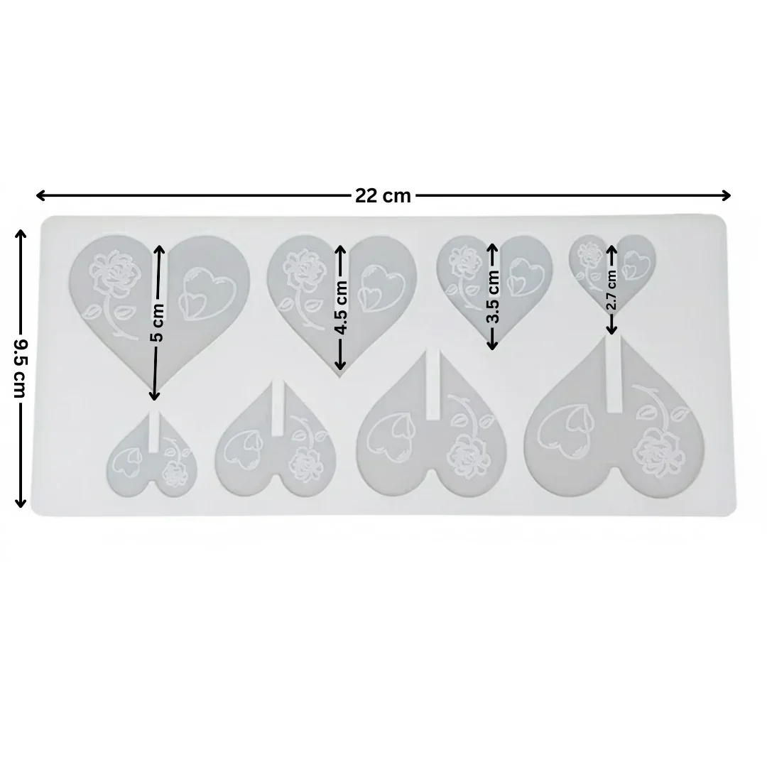 Heart Shape Garnishing Silicone Mould for Cakes & Chocolates | Multi Size Hearts | Pack of 1 - Image 2