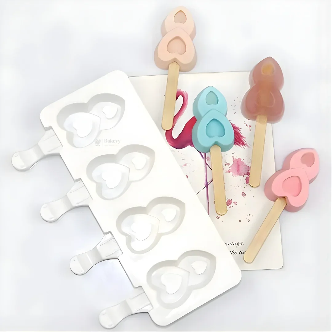 Heart Shape Popsicle Silicone Mould | Ice Cream & Kulfi Mould | Food-Grade Silicone | Pack of 1 - Image 4