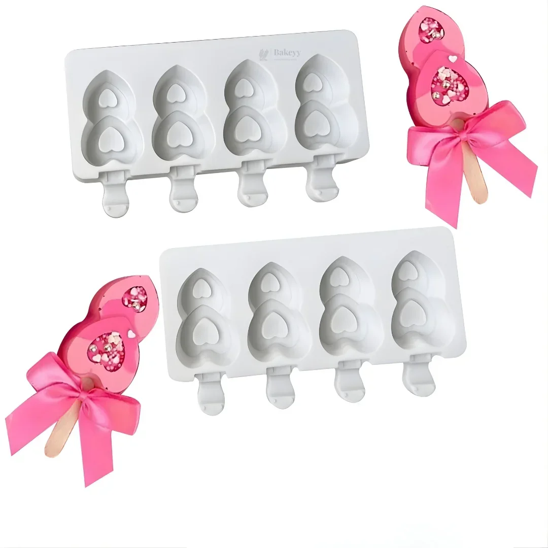 Heart Shape Popsicle Silicone Mould | Ice Cream & Kulfi Mould | Food-Grade Silicone | Pack of 1 - Image 5