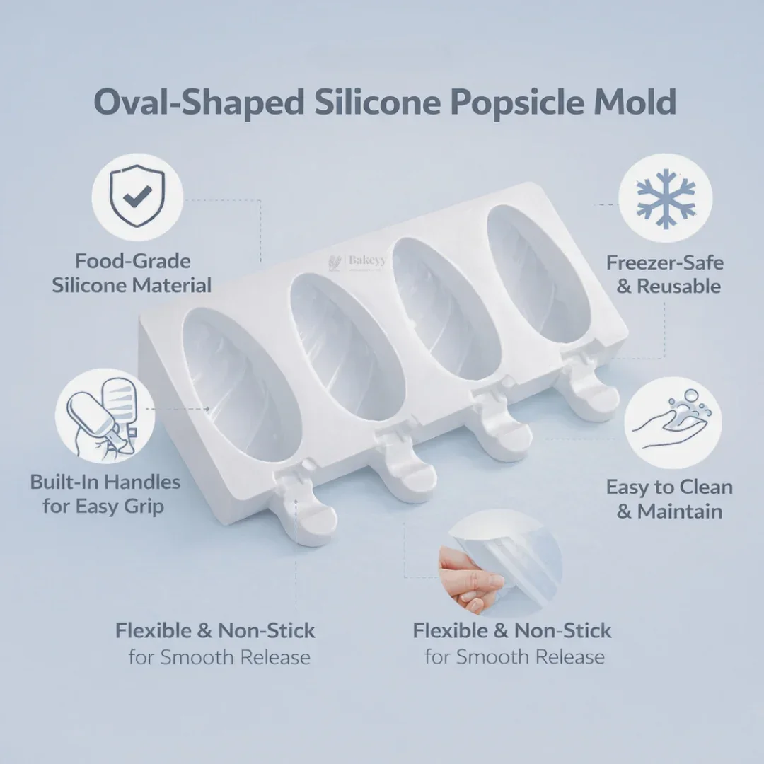 Oval Shape Popsicle Silicone Mould | Ice Cream & Kulfi Mould | Food-Grade Silicone | Pack of 1 - Image 4