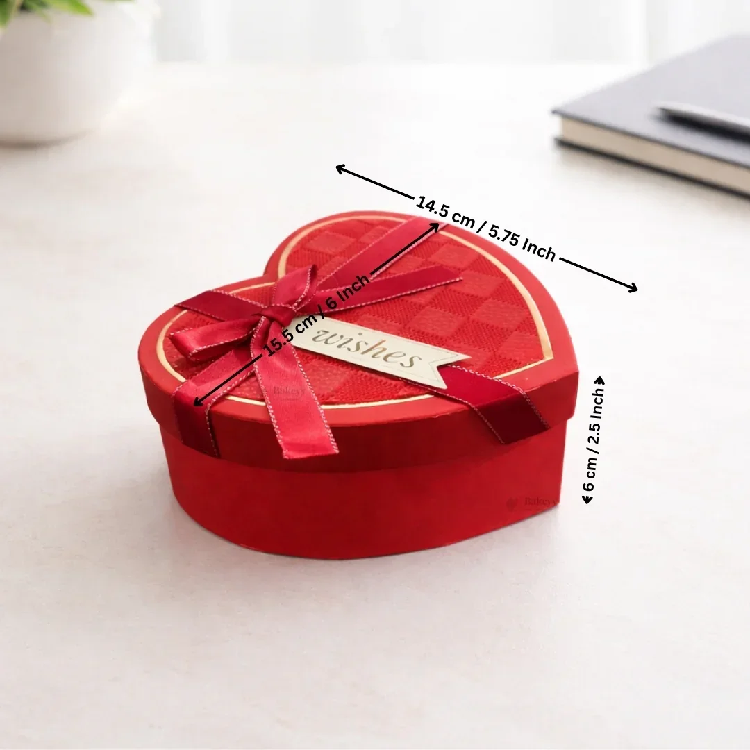 Heart Shape Red Rigid Gift Box with Ribbon | Premium Valentine & Hampers Packaging Box | Luxury Storage & Gifting Box | Available in 3 Sizes | Pack of 1 - Image 5