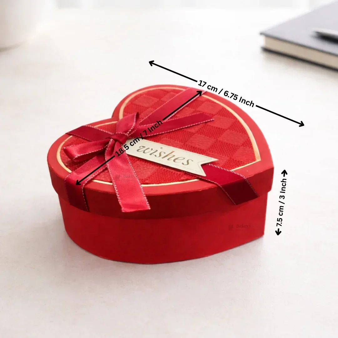 Heart Shape Red Rigid Gift Box with Ribbon | Premium Valentine & Hampers Packaging Box | Luxury Storage & Gifting Box | Available in 3 Sizes | Pack of 1 - Image 6