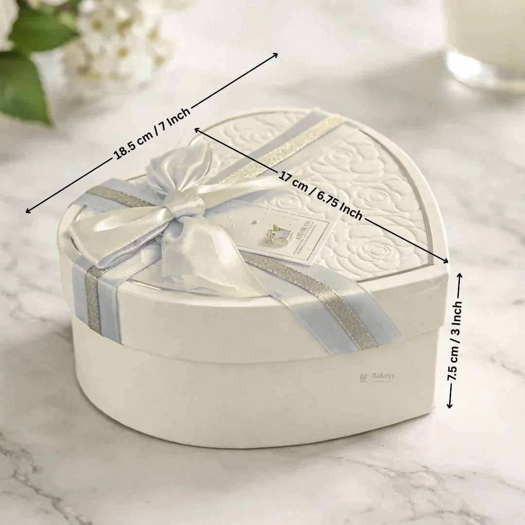 Heart Shape White Rigid Gift Box with Ribbon | Premium Valentine & Hampers Packaging Box | Luxury Storage & Gifting Box | Available in 3 Sizes | Pack of 1 - Image 6